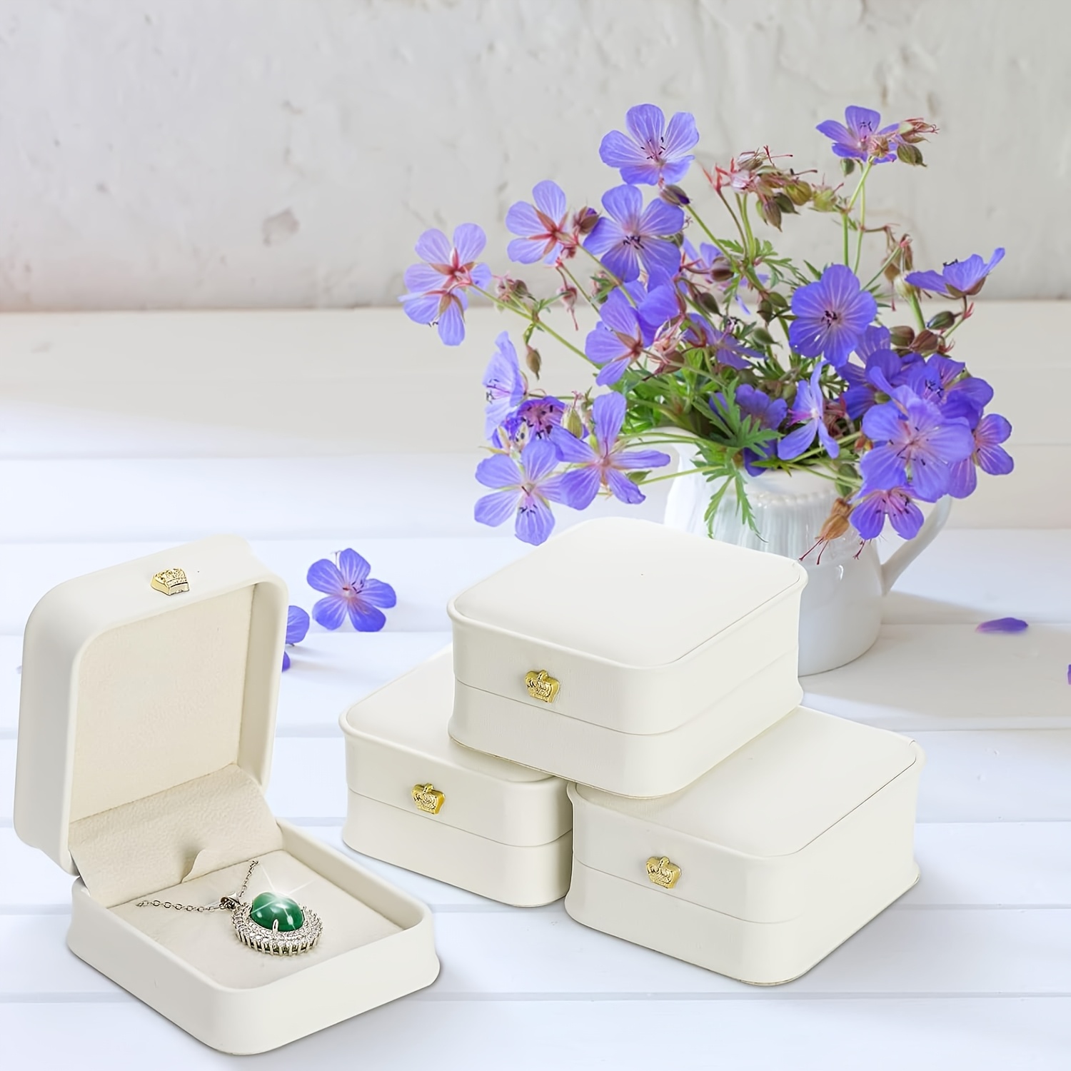 3pcs Velvet Pendant Necklace Boxes Set, Gift for Her